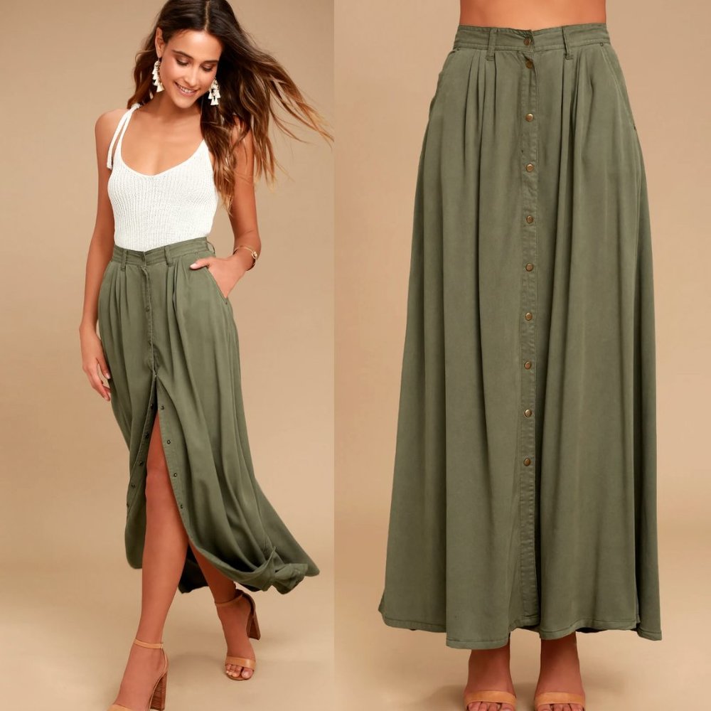 Pistola My Squad Olive Green Maxi Skirt